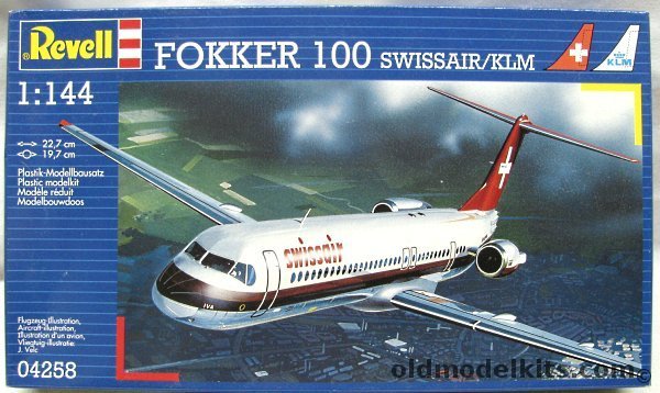 Revell 1/144 Fokker 100 - Swissair or KLM, 04258 plastic model kit